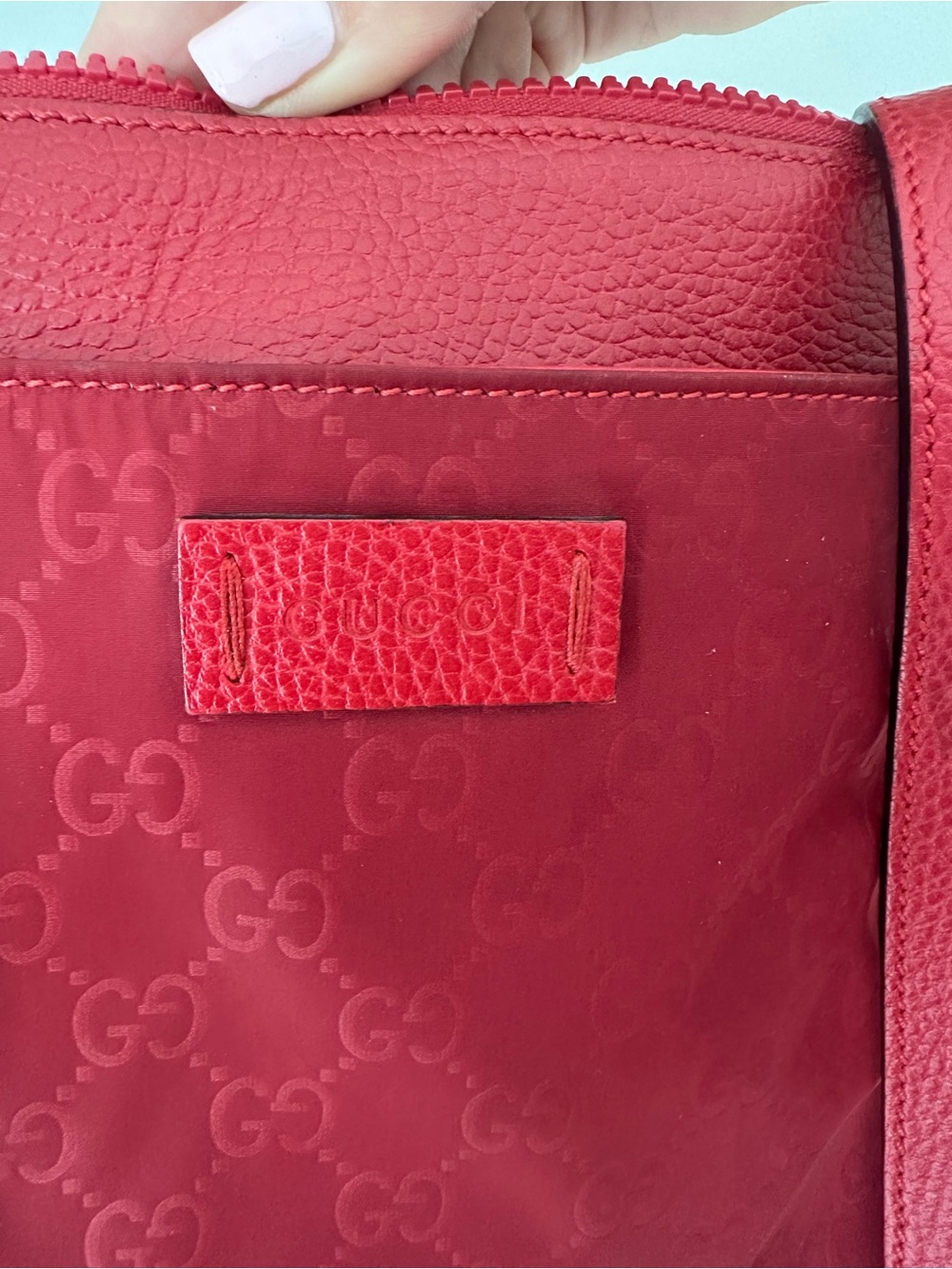Gucci Red Monogram Small Crossbody Bag - Picture 2 of 13